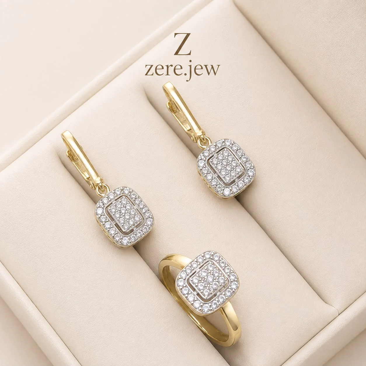 Золотой комплект Zere 585 пробы серьги и кольцо 6,53г 18р - ForteMarket Золотой комплект Zere 585 пробы серьги и кольцо 6,53г 18р купить,538725