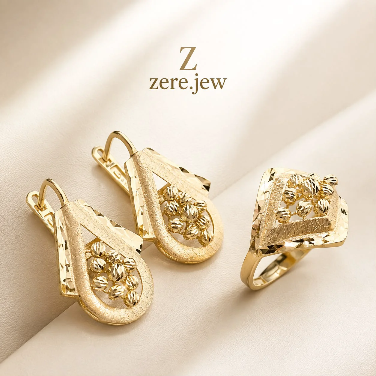 Золотой комплект Zere 585 пробы серьги и кольцо 7,36г 19,5h - ForteMarket Золотой комплект Zere 585 пробы серьги и кольцо 7,36г 19,5h купить,607200