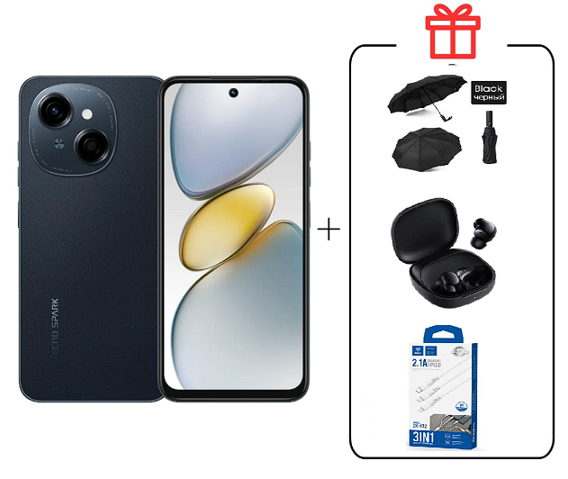 Смартфон Tecno Spark Go 1 4/128Gb Startrail Black+подарок купить,NaN