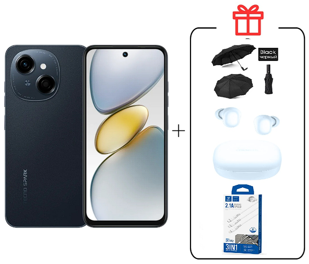 Смартфон Tecno Spark Go 1 4/128Gb Startrail Black+подарок купить,NaN