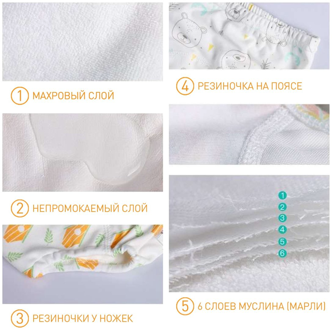 Многоразовые подгузники Sabilerge.kz Ветки TRVETKI-L, 10-14 кг, бежевый купить,NaN