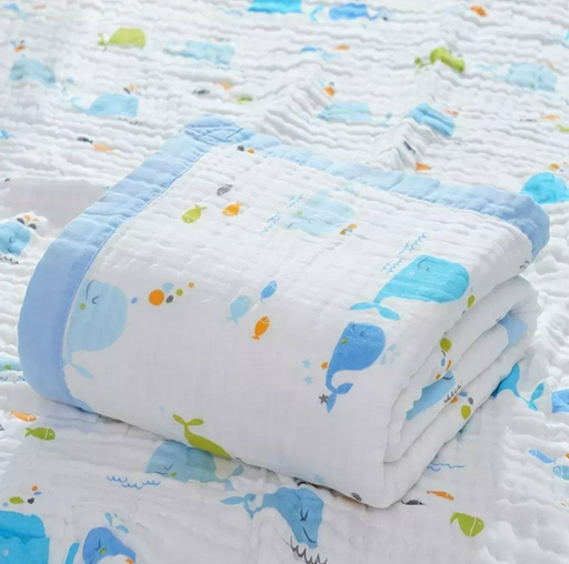 Детский плед Siyubebe 120х140 см, муслин, голубой
