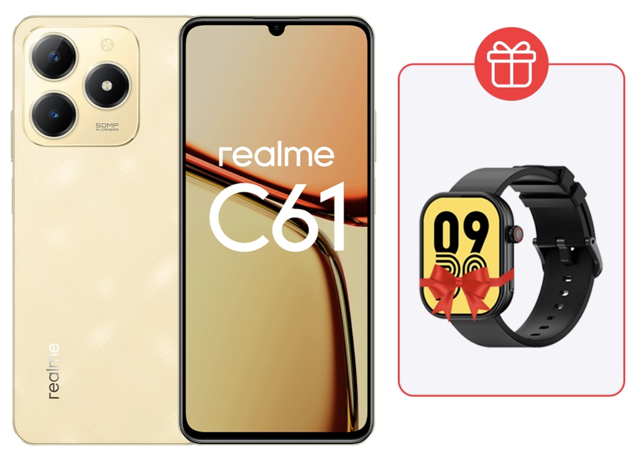 Смартфон Realme C61 8/256Gb Sparkle Gold + подарок купить,NaN