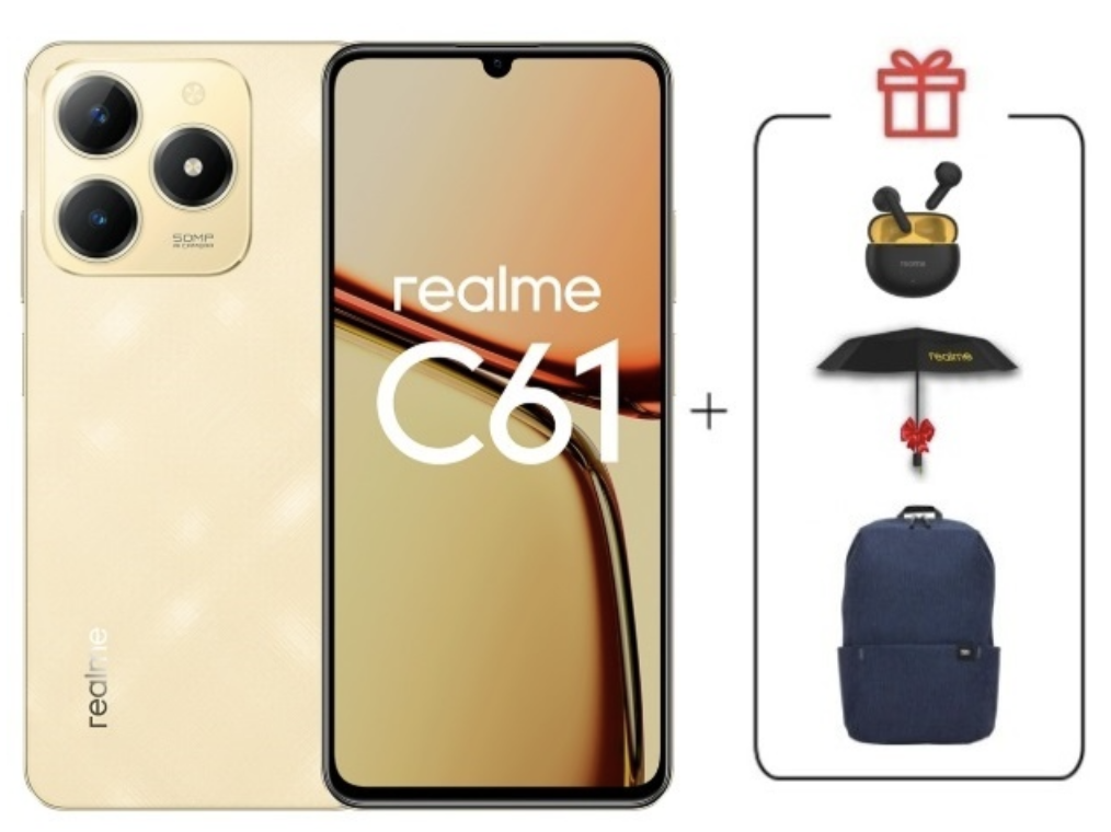 Смартфон Realme C61 8/256Gb Sparkle Gold + подарок купить,NaN