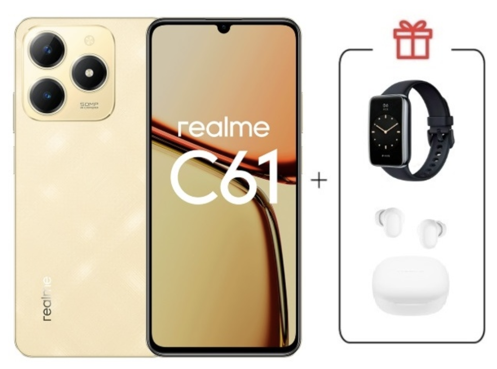 Смартфон Realme C61 6/128Gb Sparkle Gold + подарок купить,NaN