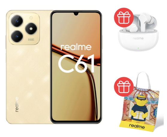 Смартфон Realme C61 8/256Gb Sparkle Gold + подарок купить,NaN