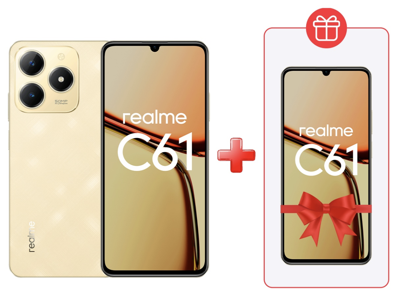 Смартфон Realme C61 8/256Gb Sparkle Gold + подарок купить,NaN