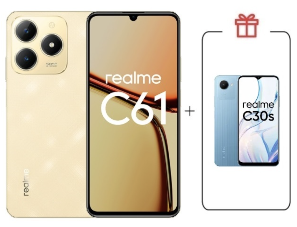Смартфон Realme C61 6/128Gb Sparkle Gold + подарок