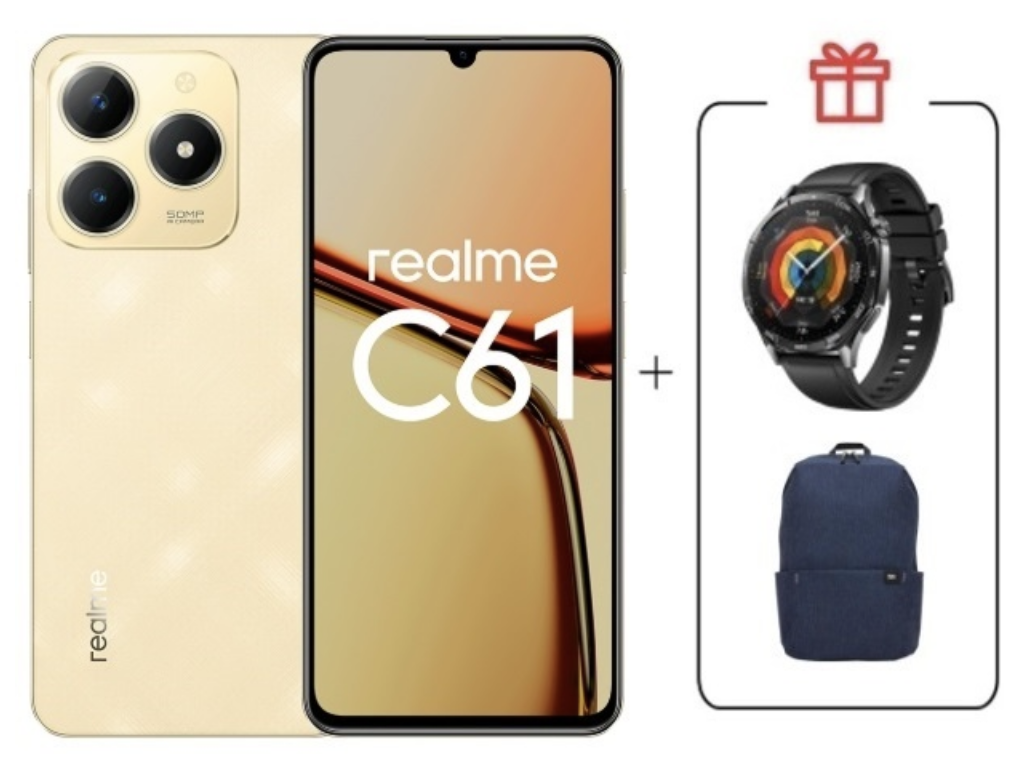 Смартфон Realme C61 8/256Gb Sparkle Gold + подарок купить,NaN