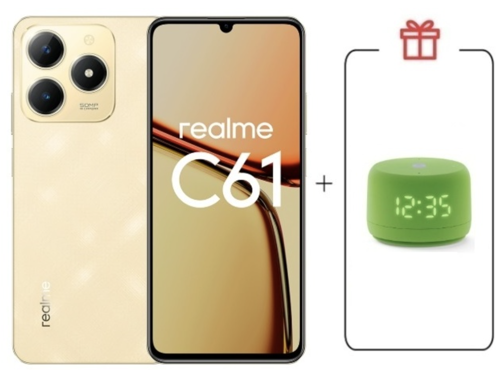 Смартфон Realme C61 6/128Gb Sparkle Gold + подарок купить,NaN