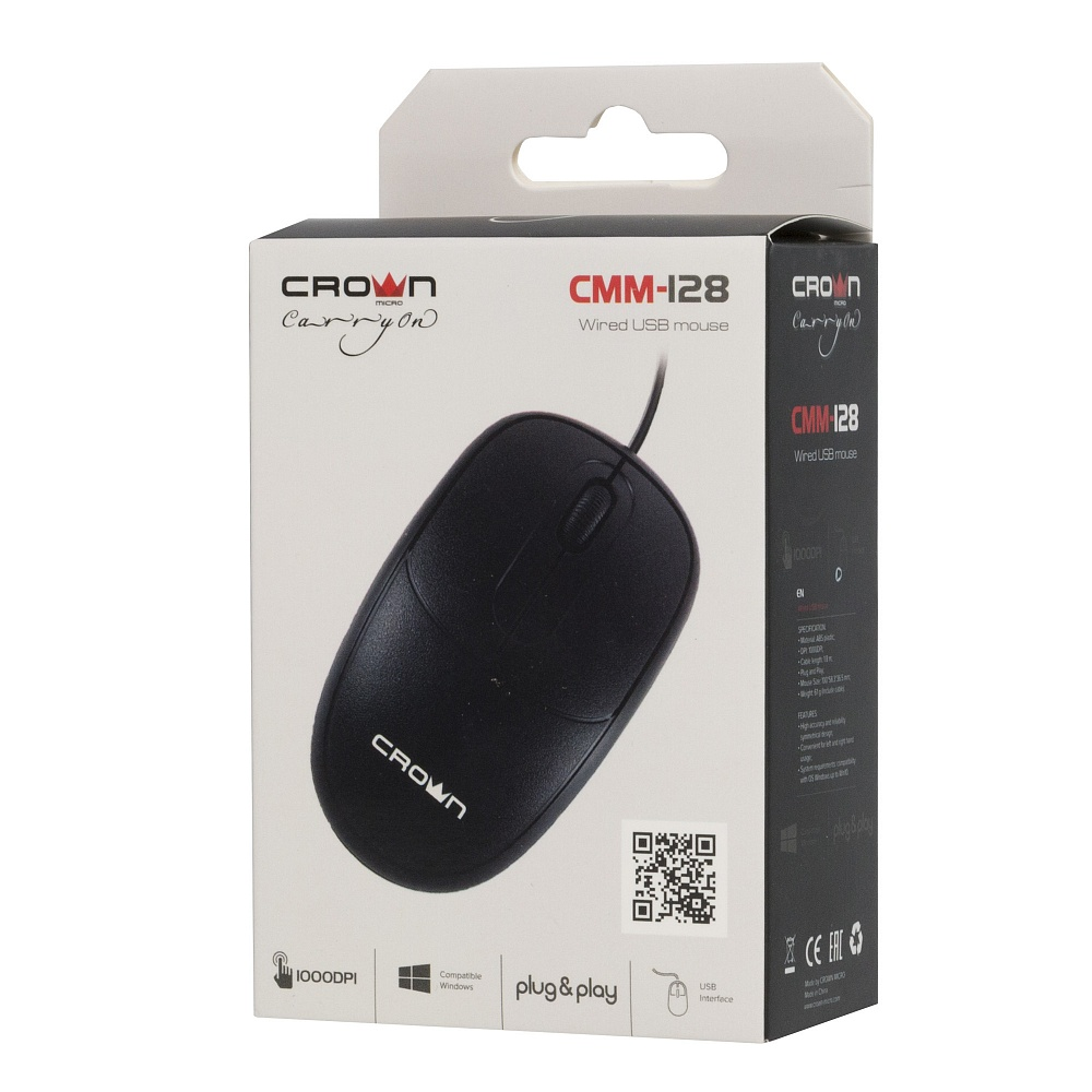 Мышь Crown CMM-128 Black купить,0