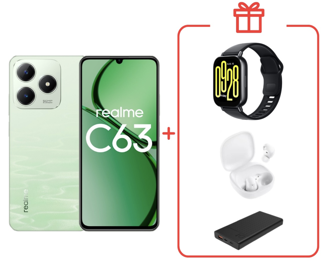 Смартфон Realme C63 8/256Gb 4G Jade Green + подарок купить,NaN