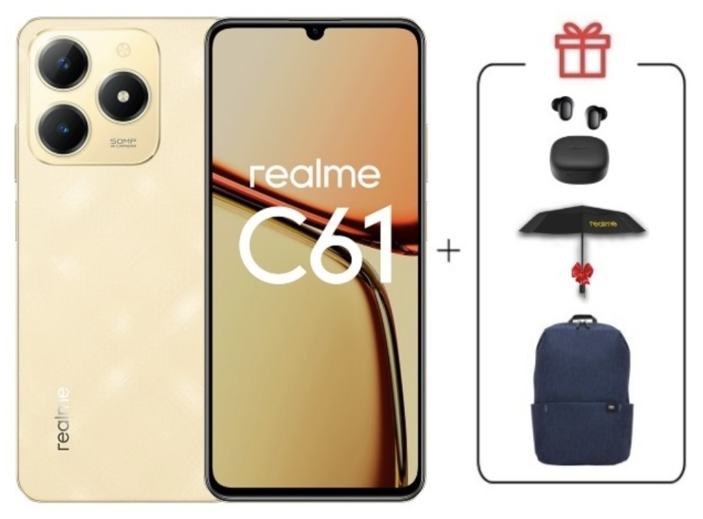 Смартфон Realme C61 8/256Gb Sparkle Gold + подарок купить,NaN