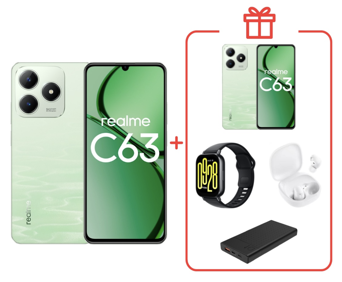 Смартфон Realme C63 8/256Gb 4G Jade Green + подарок купить,NaN
