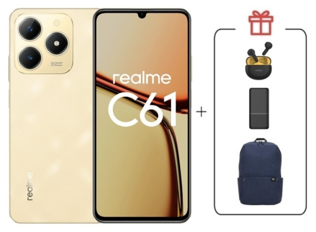 Смартфон Realme C61 8/256Gb Sparkle Gold + подарок купить,NaN