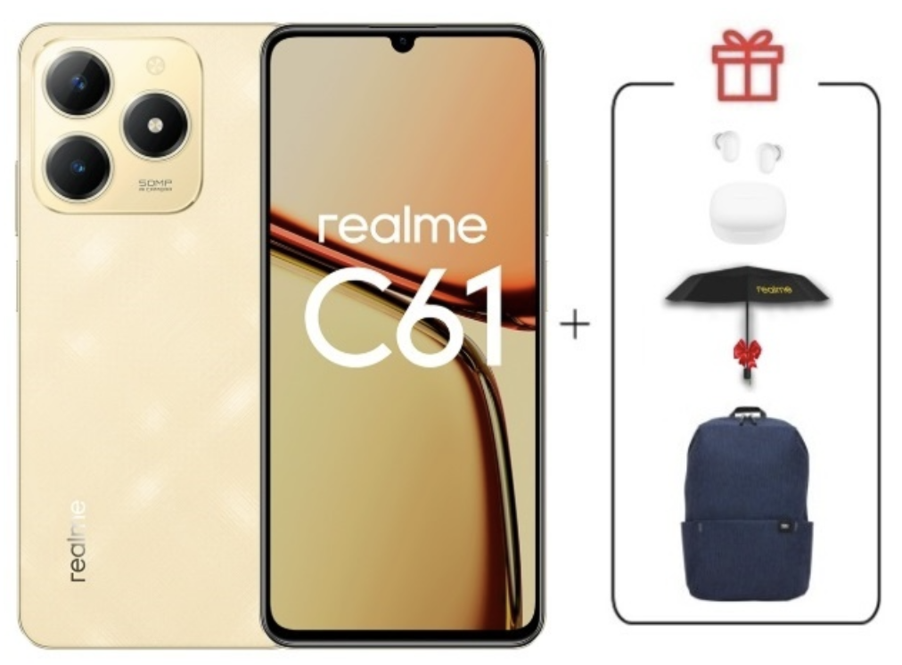Смартфон Realme C61 8/256Gb Sparkle Gold + подарок купить,NaN