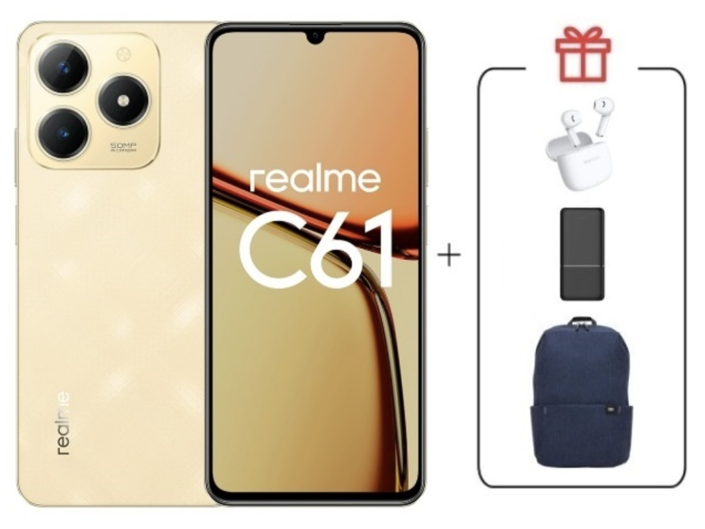 Смартфон Realme C61 8/256Gb Sparkle Gold + подарок купить,NaN