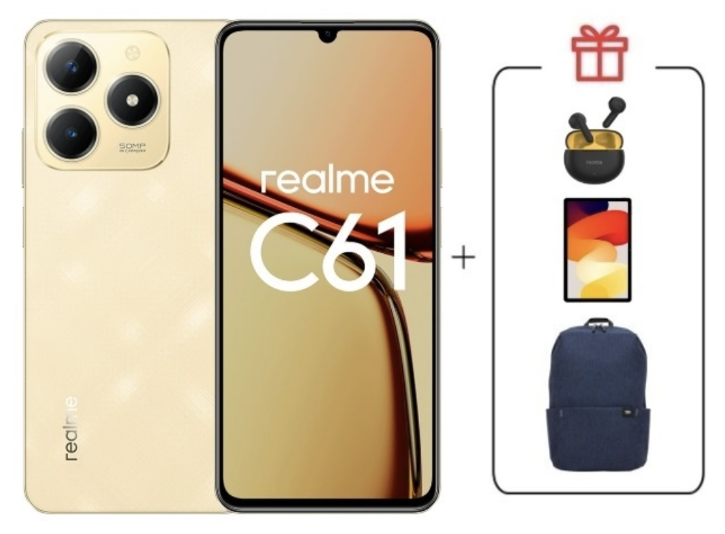 Смартфон Realme C61 8/256Gb Sparkle Gold + подарок купить,NaN