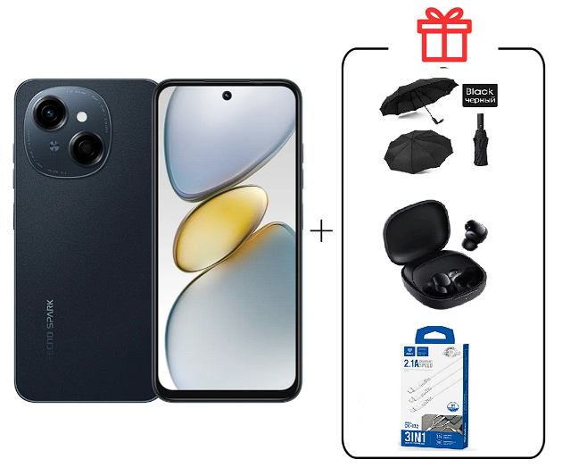 Смартфон Tecno Spark Go 1 4/64Gb Startrail Black+подарок купить,NaN
