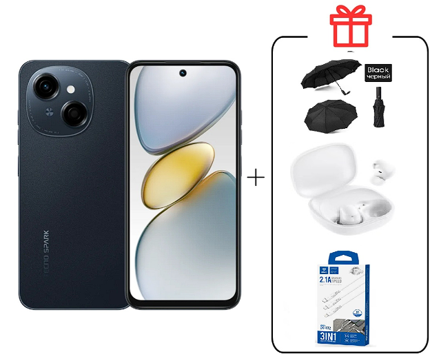 Смартфон Tecno Spark Go 1 4/64Gb Startrail Black+подарок купить,NaN
