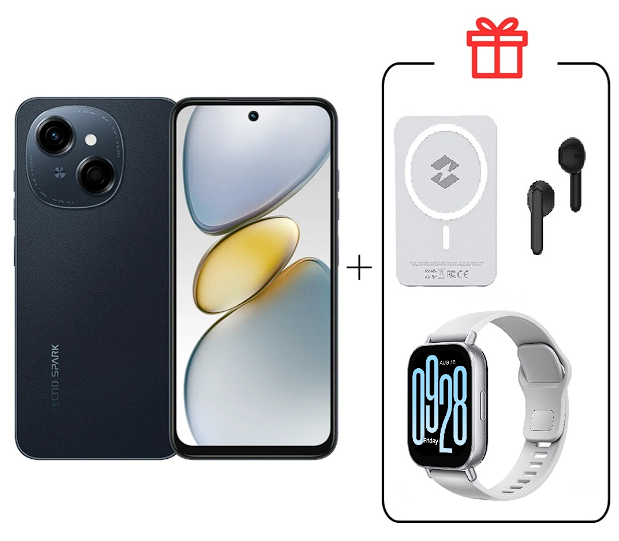 Смартфон Tecno Spark Go 1 4/64Gb Startrail Black+подарок купить,NaN
