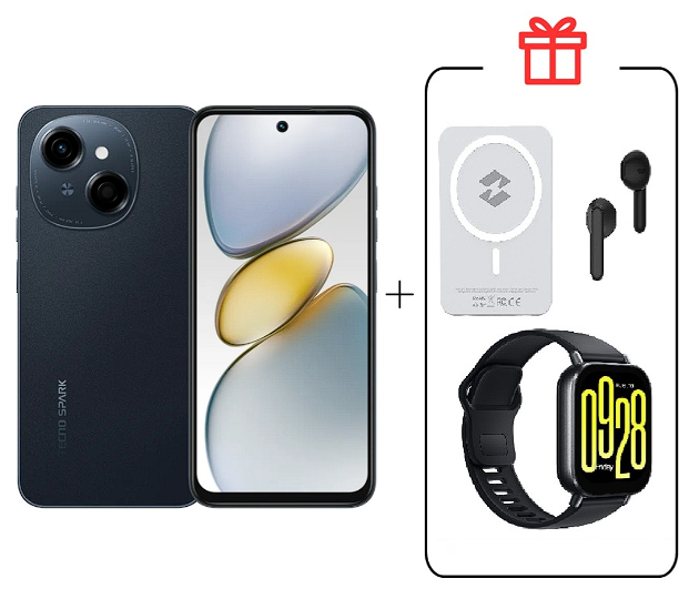 Смартфон Tecno Spark Go 1 4/128Gb Startrail Black+подарок купить,NaN