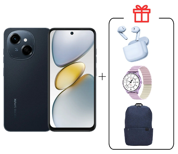 Смартфон Tecno Spark Go 1 4/64Gb Startrail Black+подарок купить,NaN