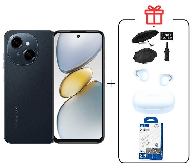 Смартфон Tecno Spark Go 1 4/64Gb Startrail Black+подарок купить,NaN