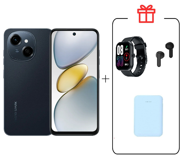 Смартфон Tecno Spark Go 1 4/64Gb Startrail Black+подарок купить,NaN