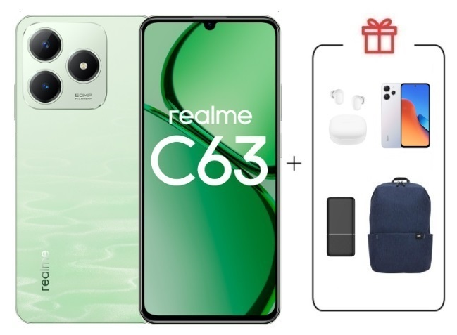 Смартфон Realme C63 8/256Gb 4G Jade Green + подарок купить,NaN