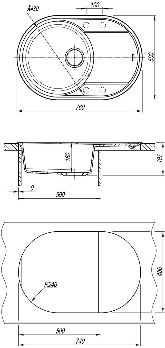Кухонная мойка Lemark 9910059 врезная 76х50х19.7 см, искусственный гранит