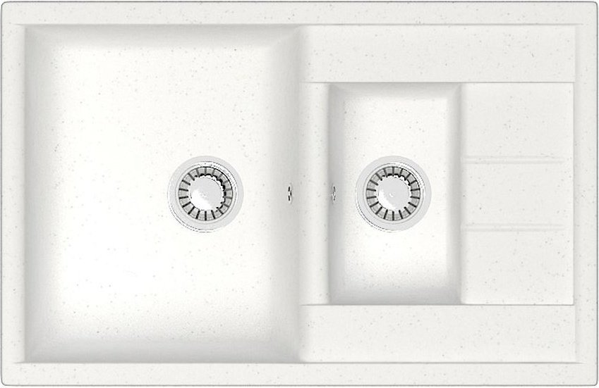 Кухонная мойка KABINKA.KZ Модель 210/Q1 врезная искусственный камень, белый