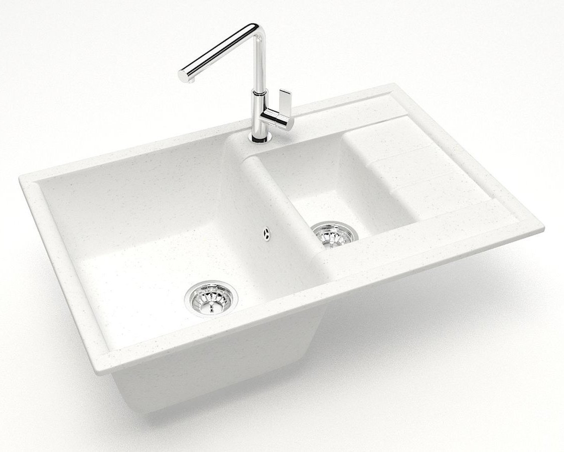 Кухонная мойка KABINKA.KZ Модель 210/Q1 врезная искусственный камень, белый