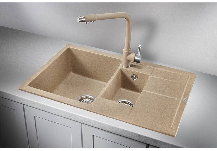 Кухонная мойка GRANULA 7802 врезная 78х50х20.5 см, кварцевый песок