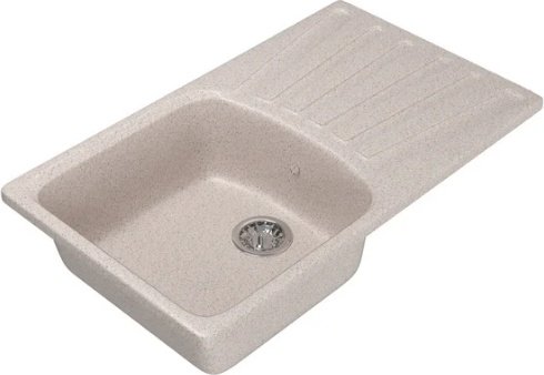 Кухонная мойка Mixline ML-GM-20 врезная 48х83х19 см, искусственный мрамор, тон песочный