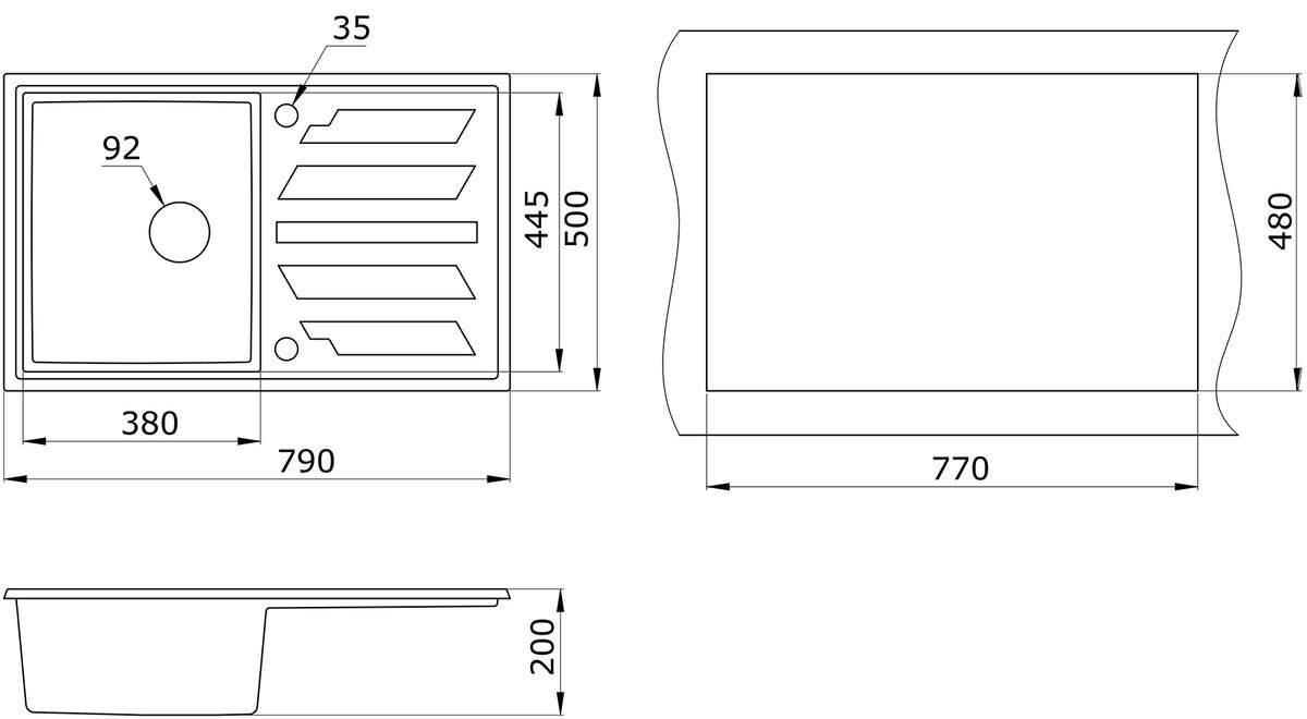 Кухонная мойка GRANULA 8002 врезная 80х50х20 см, кварцевый песок купить,296100