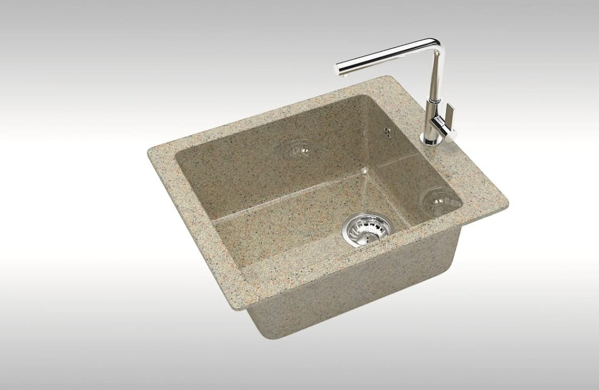 Кухонная мойка Marrbaxx L8/G34 врезная 42х50х19 см, искусственный мрамор, тон песочный купить,NaN