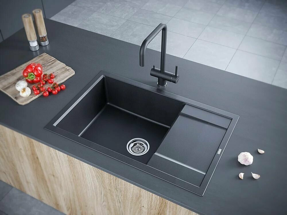 Кухонная мойка Gamma-granit Granite-13 врезная 64х50.5х18.5 см, искусственный гранит купить,NaN