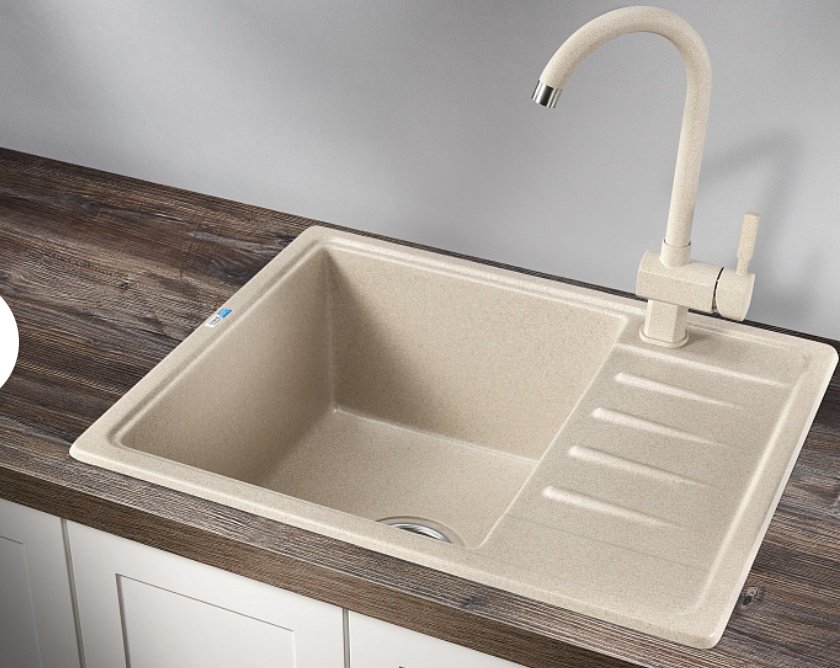 Кухонная мойка GRANULA 5803 врезная 58х50х20 см, кварцевый песок