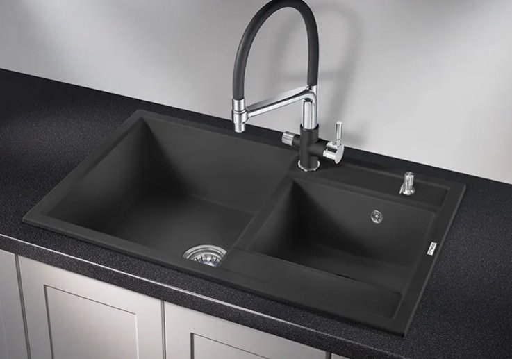 Кухонная мойка GRANULA 8201 ТУРМАЛИН врезная 82х50х20 см, кварцевый песок