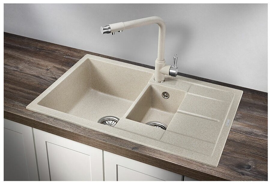 Кухонная мойка GRANULA 7802 врезная 78х50х18.5 см, кварцевый песок