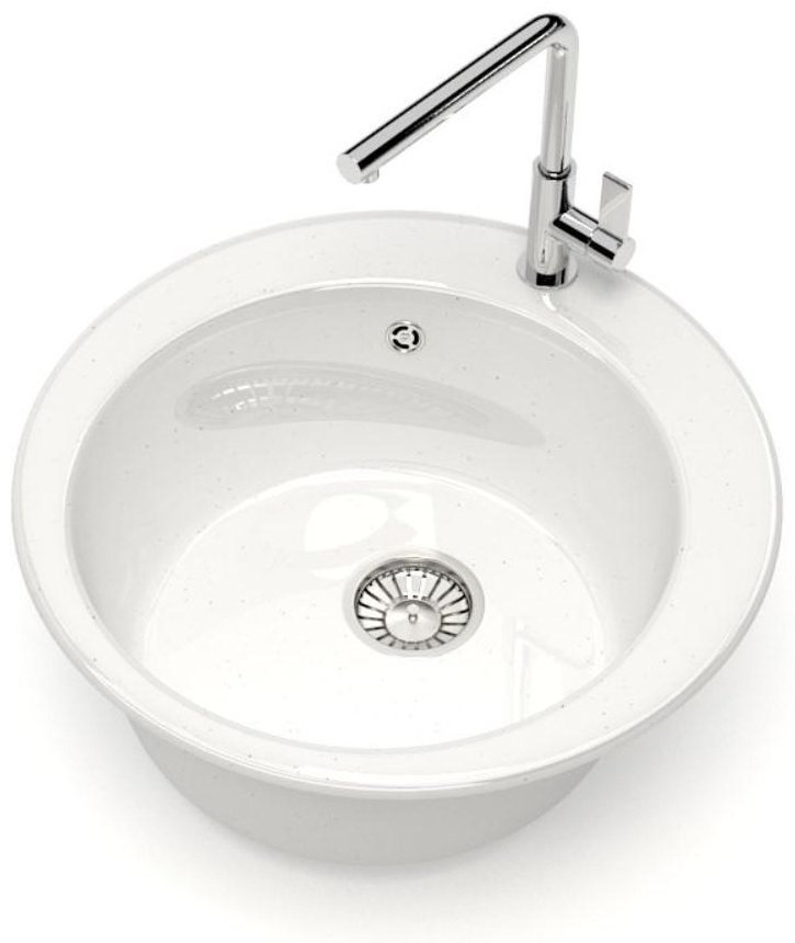 Кухонная мойка GLANZ L30G31 накладная 47.5х47.5х18 см, искусственный камень, тон белый купить,NaN