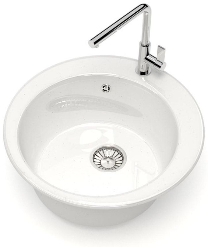 Кухонная мойка GLANZ L30G31 накладная 47.5х47.5х18 см, искусственный камень, тон белый купить,NaN
