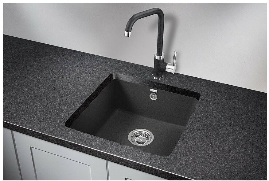 Кухонная мойка GRANULA 3801 интегрированная 45.5х43.5х17 см, кварцевый песок