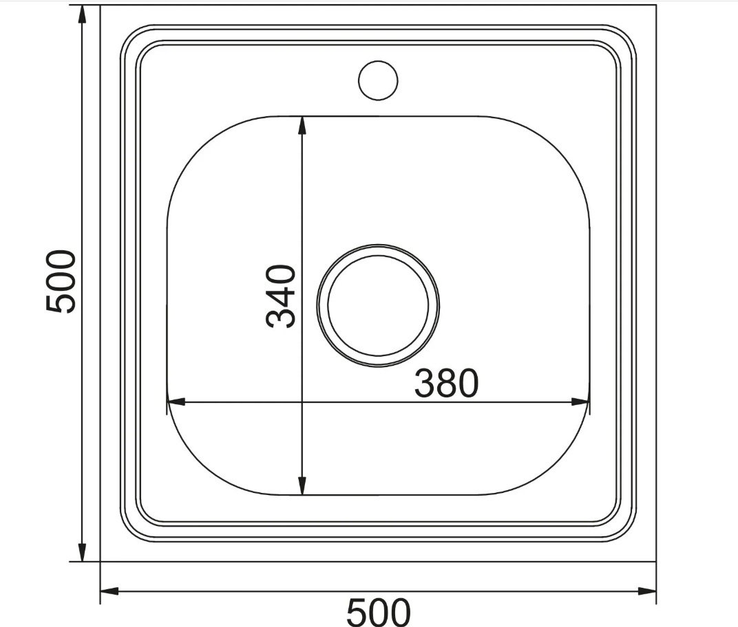 Кухонная мойка Mixline 528178 накладная 50х50х16 см, нержавеющая сталь, тон серебристый купить,NaN