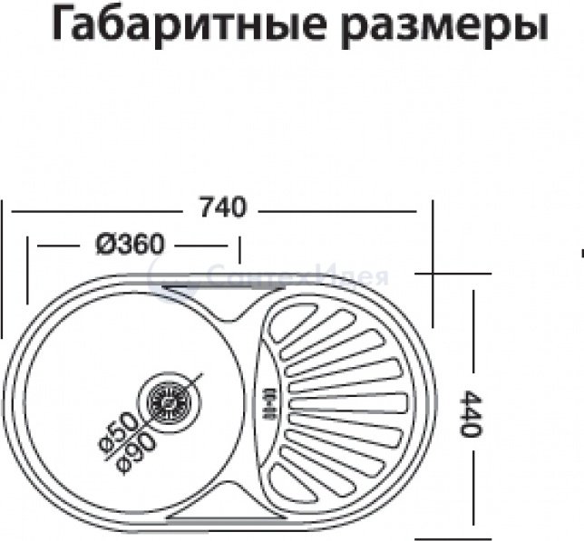 Кухонная мойка K0000108629 врезная 77х44х15, нержавеющая сталь купить,22930