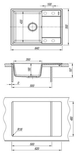 Кухонная мойка Lemark IMANDRA 640 врезная 64х50х20 см, искусственный камень, тон серый шелк купить,NaN