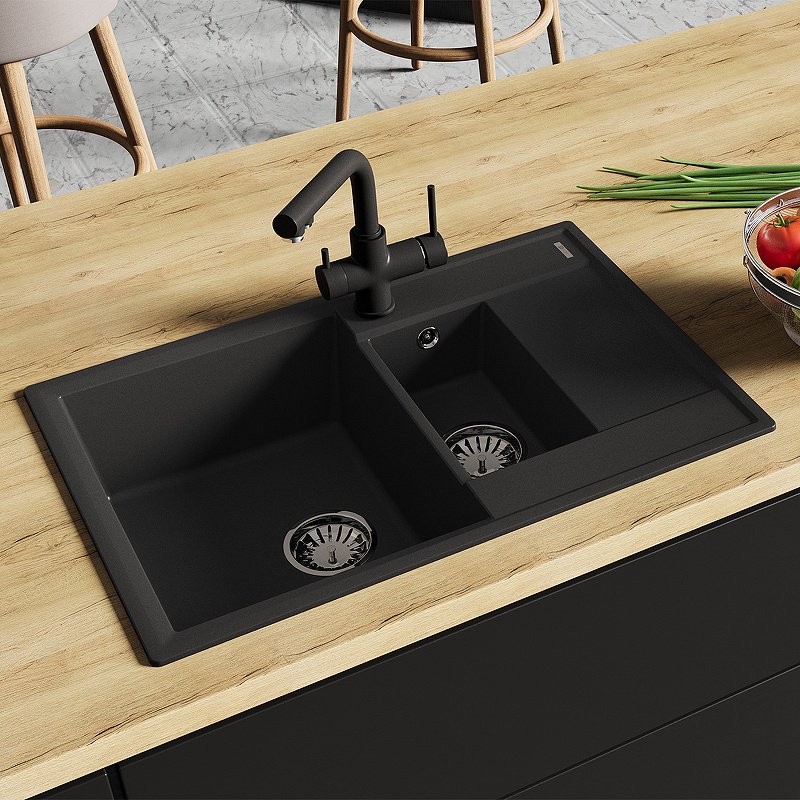 Кухонная мойка Lemark 9910040 врезная 76х50х19.7 см, искусственный гранит