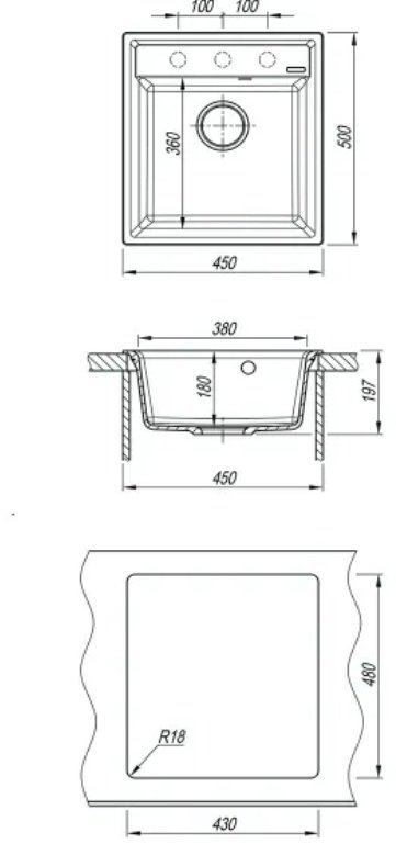 Кухонная мойка Lemark HANKA 450 врезная 45х50х19.7 см, кварцевый песок