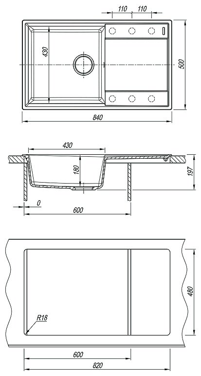 Кухонная мойка Lemark IMANDRA 840 врезная 84х50х19.7 см, искусственный гранит купить,NaN
